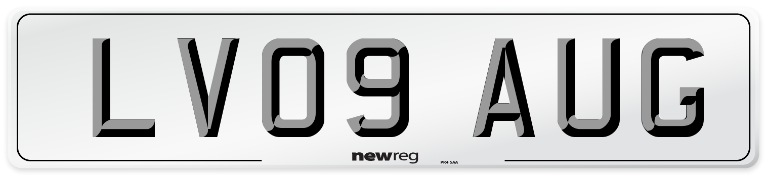 LV09 AUG Number Plate from New Reg